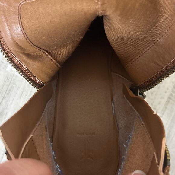 Frye Womens 10 Brown Suede Leather Side Zip Western Heeled Ankle Boots - Picture 9 of 10